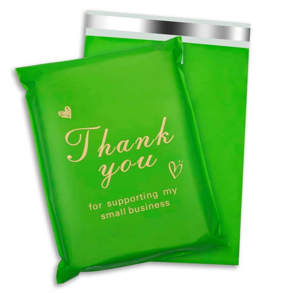 20 Polymailers - 6x9in Spring Green Thank You Polymailers